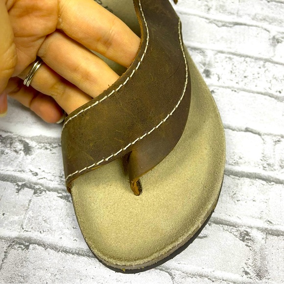 Bjorndal Womens Stanford Brown Leather Buckle Sandals Size 8.5 Toe Strap Neutral - Picture 6 of 10